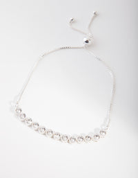 Silver Diamond Simulant Crystal Circle Toggle Bracelet - link has visual effect only