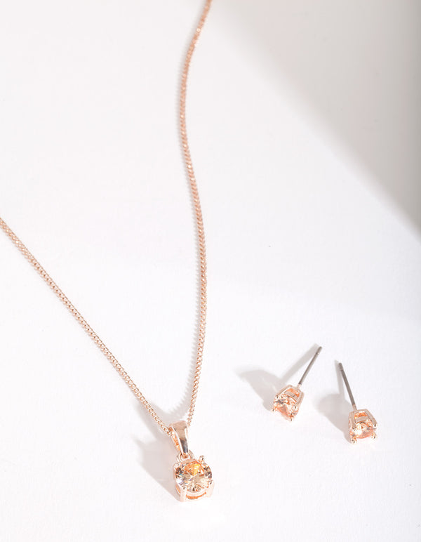 Silk 6mm Stone Earrings Necklace Set