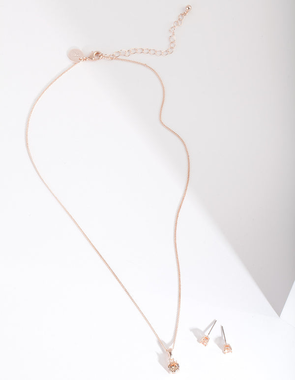 Silk 6mm Stone Earrings Necklace Set