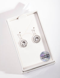 Silver Diamond Simulant Circle Drop Earrings - link has visual effect only