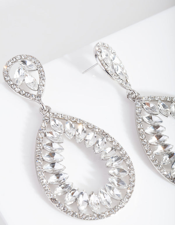 Silver Stone Teardrop Earrings