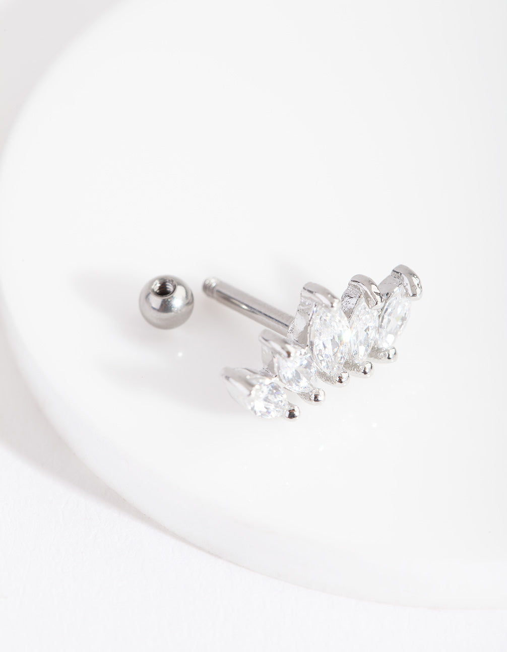 Surgical Steel Graduated Marquise Diamante Barbell Earring