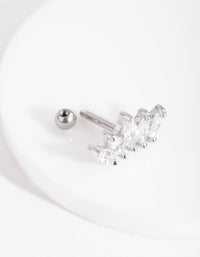 Surgical Steel Graduated Marquise Diamante Barbell Earring - link has visual effect only