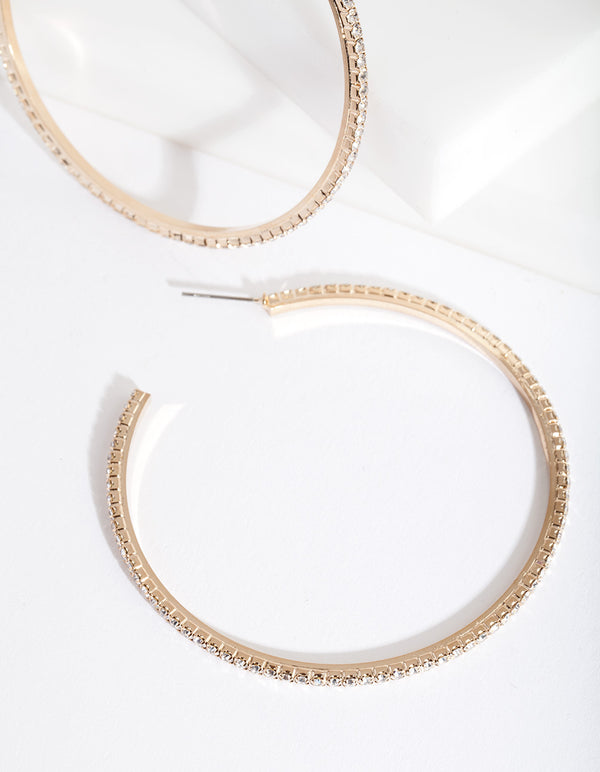 Large Gold Cupchain Hoop Earrings