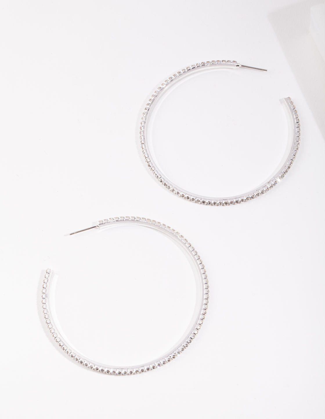 Silver Oversized Diamante Hoop Earrings
