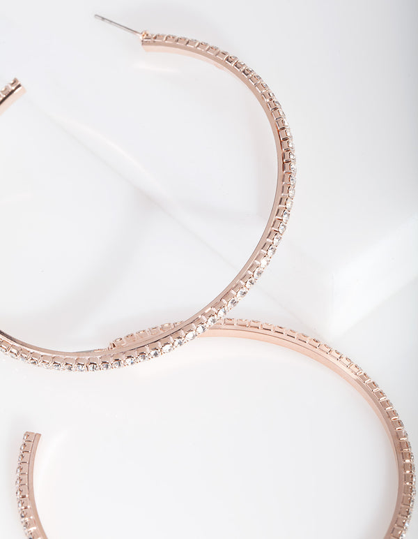 Large Rose Gold Cupchain Hoop Earrings
