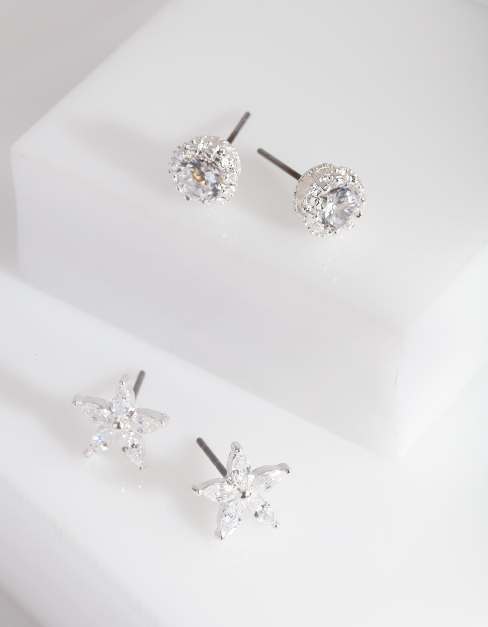 Silver Cubic Zirconia Pack Stud Earring