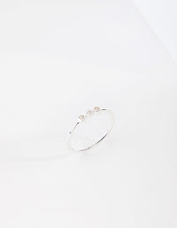 Sterling Silver Triple Diamante Ring - link has visual effect only