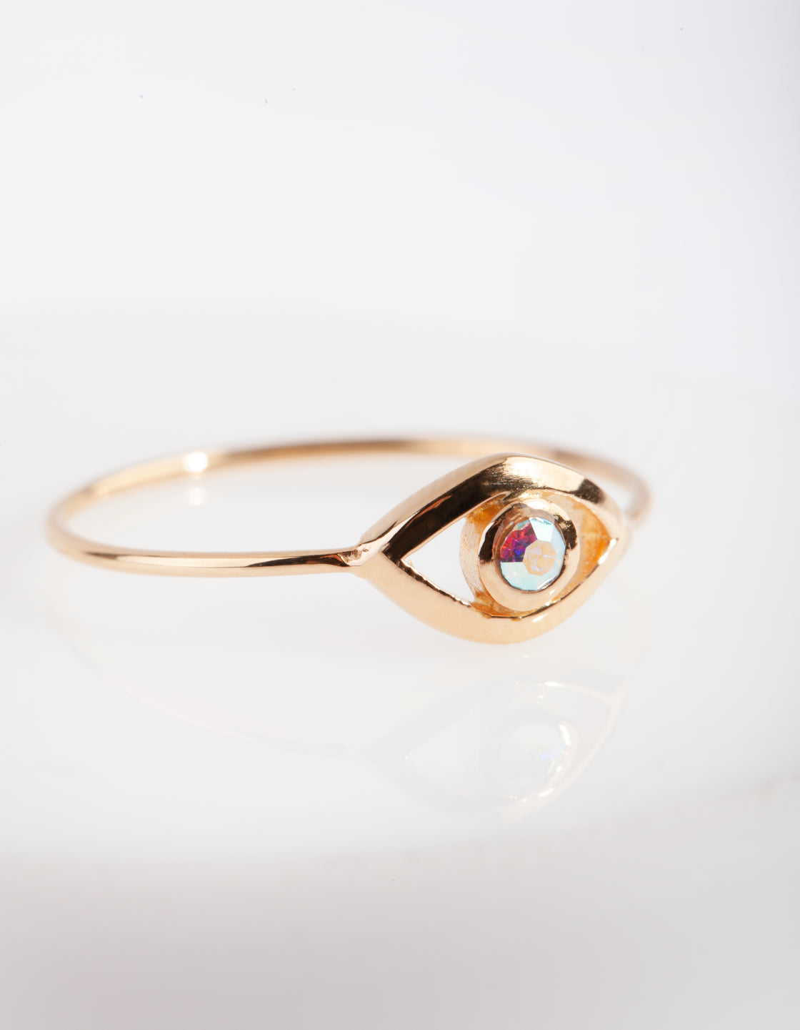 Gold Plated Diamante Evil Eye Ring