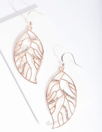 Rose Gold Cutout Leaf Diamante Earrings - link has visual effect only