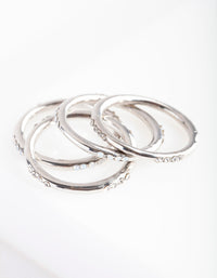Rhodium Synthetic Opal Crystal 4 Ring Pack - link has visual effect only