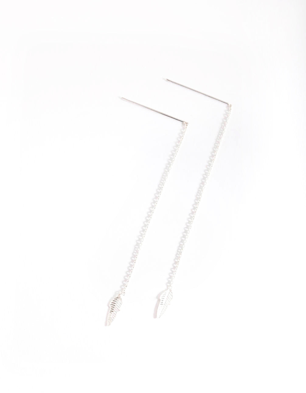 Sterling Silver Faux Feather Thread Through Earrings