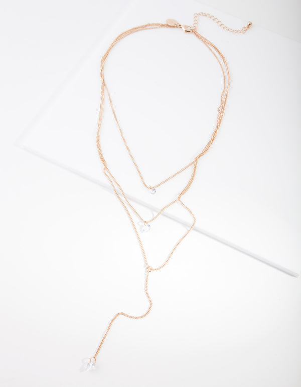 Gold Cubic Zirconia Y Necklace