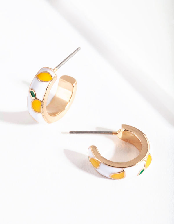 Gold Mini Fruity Hoop Earrings