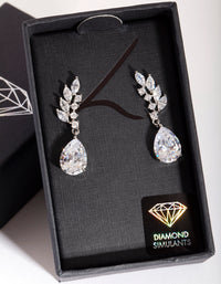 Silver Diamond Simulant Leaf Crawler Earrings - link has visual effect only