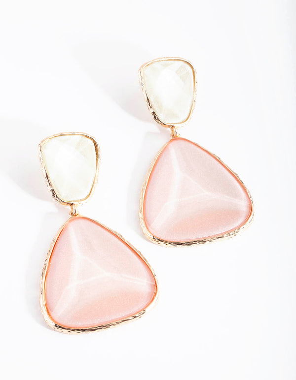 Gold Double Stone Earrings