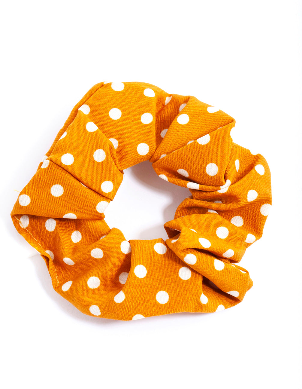 Brown White Polka Dot Scrunchie