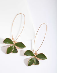 Khaki Enamel Flower Fish Hook Earrings - link has visual effect only