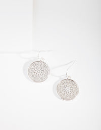 Silver Filigree Disc Drop Earrings - link has visual effect only