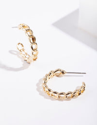 Gold Chain Link Hoop Earrings - link has visual effect only
