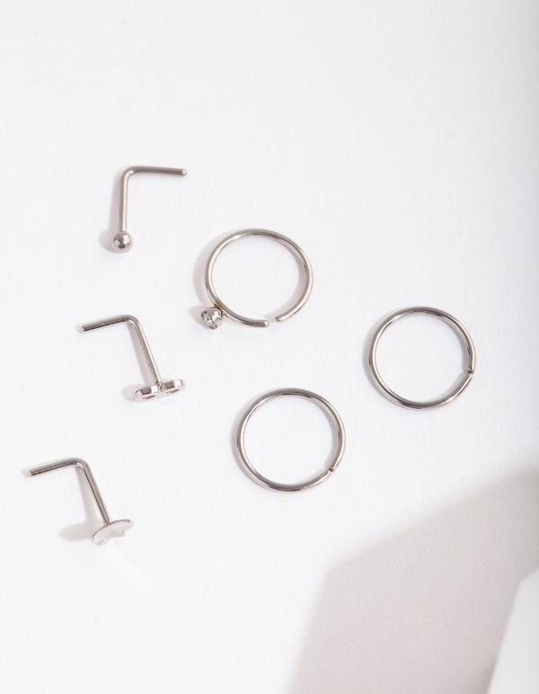 Surgical Steel Butterfly Infinity Nose Ring 6-Pack