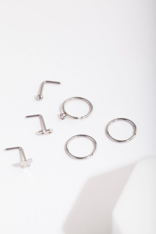 Surgical Steel Butterfly Infinity Nose Ring 6-Pack