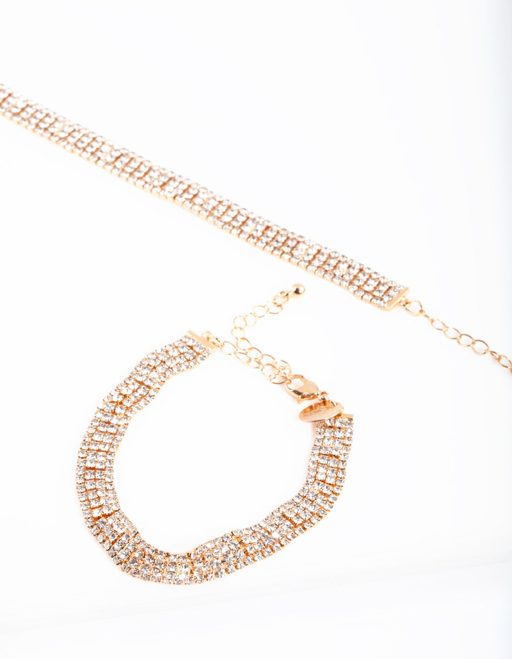 Gold Diamante Choker & Bracelet Set