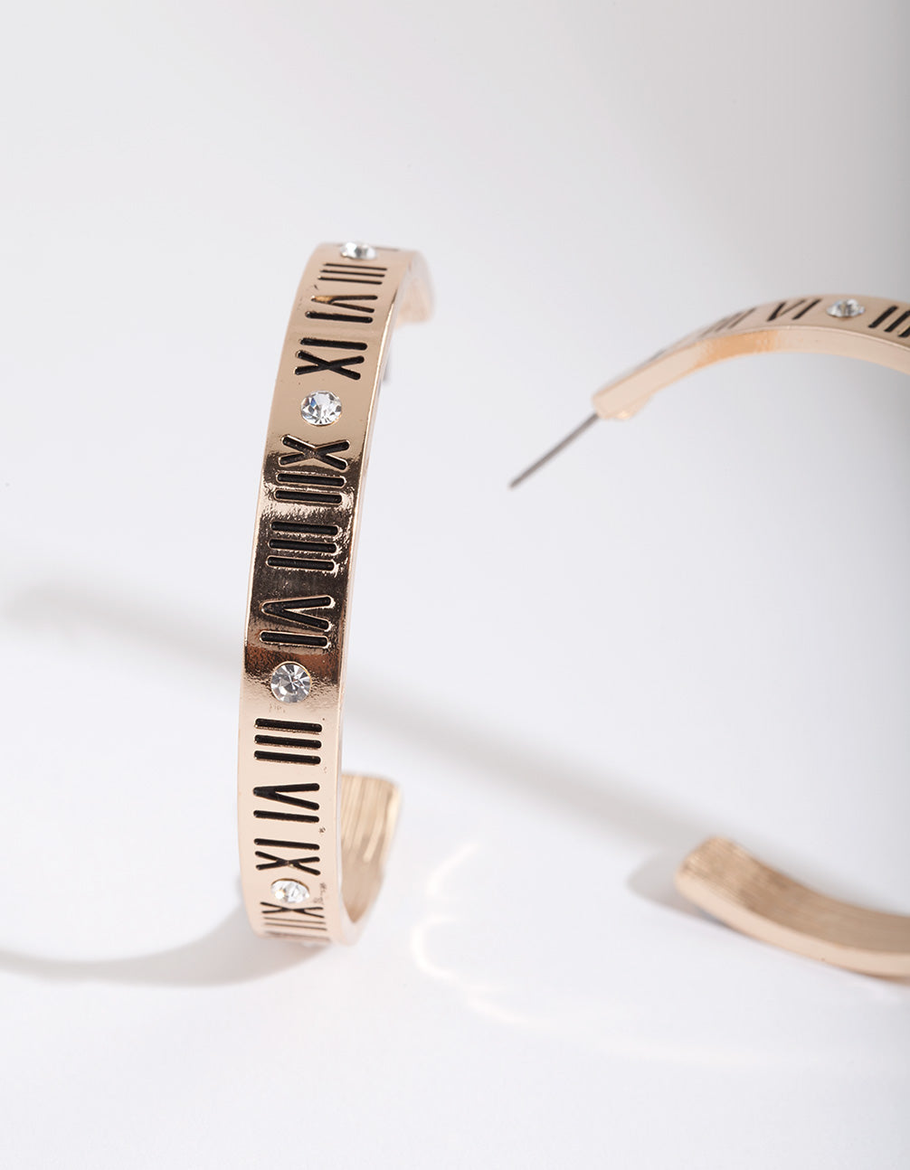 Gold Roman Numeral Hoop Earrings