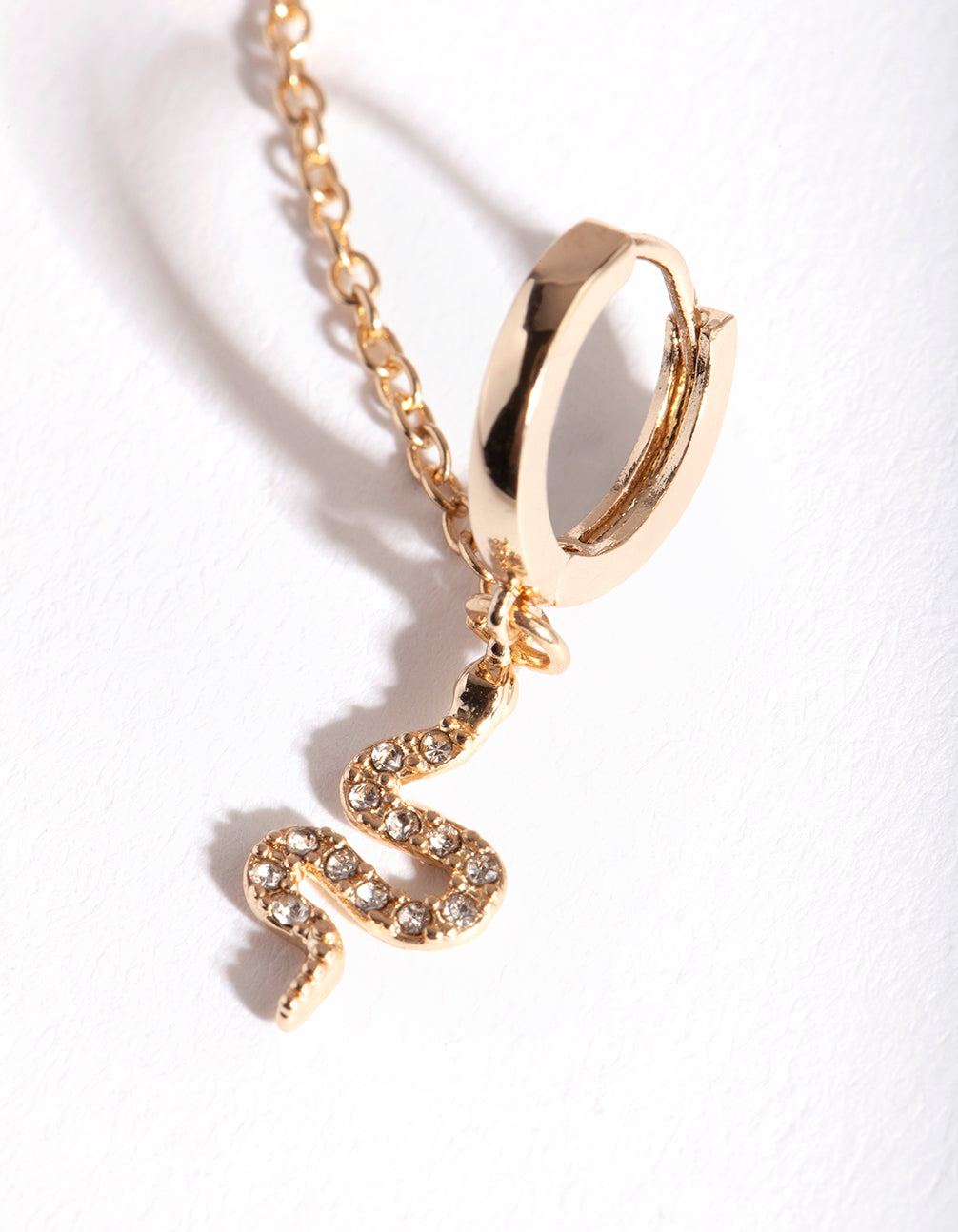 Gold Diamante Snake Ear Cuff & Huggie