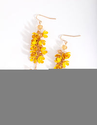 Gold Yellow Flower Cluster Drop Earrings - link has visual effect only
