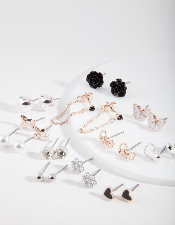 Mixed Metal Femme Diamante Earring 12-Pack