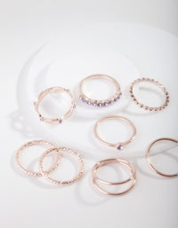 Rose Gold Purple Diamante Ring 8-Pack - link has visual effect only