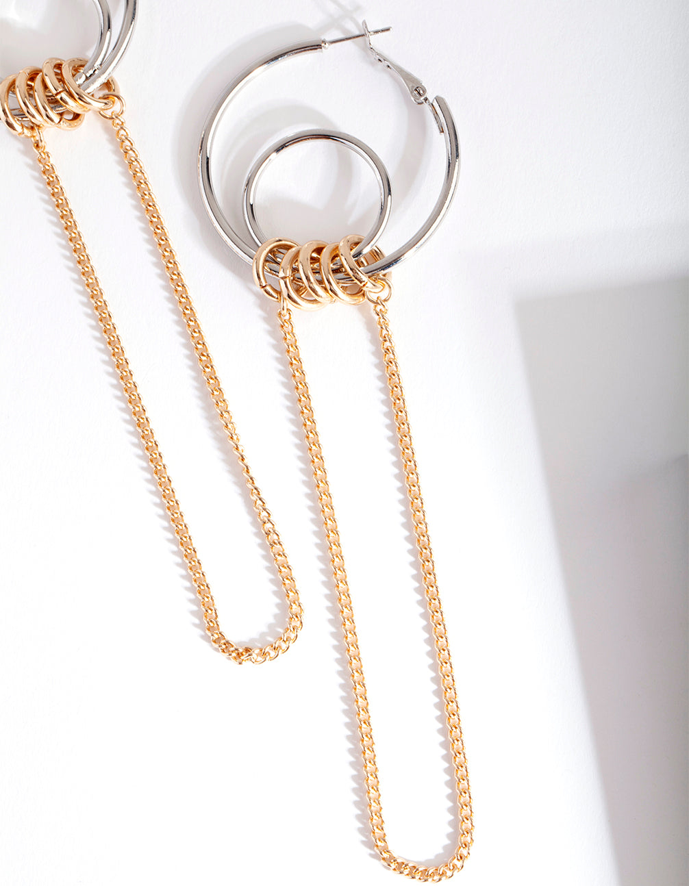 Mixed Metal Double Loop Chain Earrings