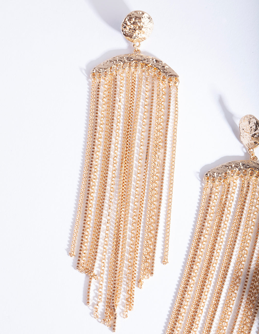 Gold Chain Fringe Drop Earrings