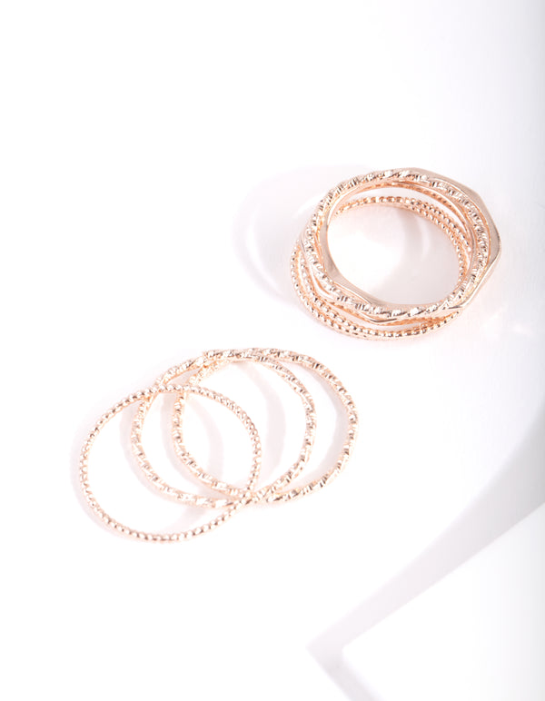 Rose Gold Diacut Band Ring 8-Pack