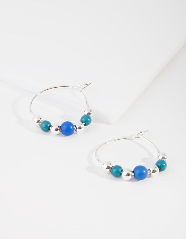 Silver Mini Beaded Hoop Earrings