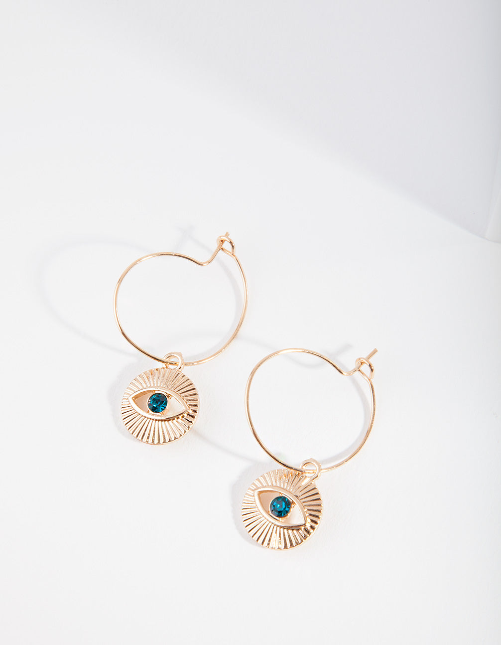 Gold Stone Evil Eye Hoop Earrings
