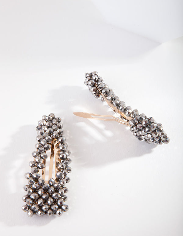 Gold Glass Bead Snap Clip