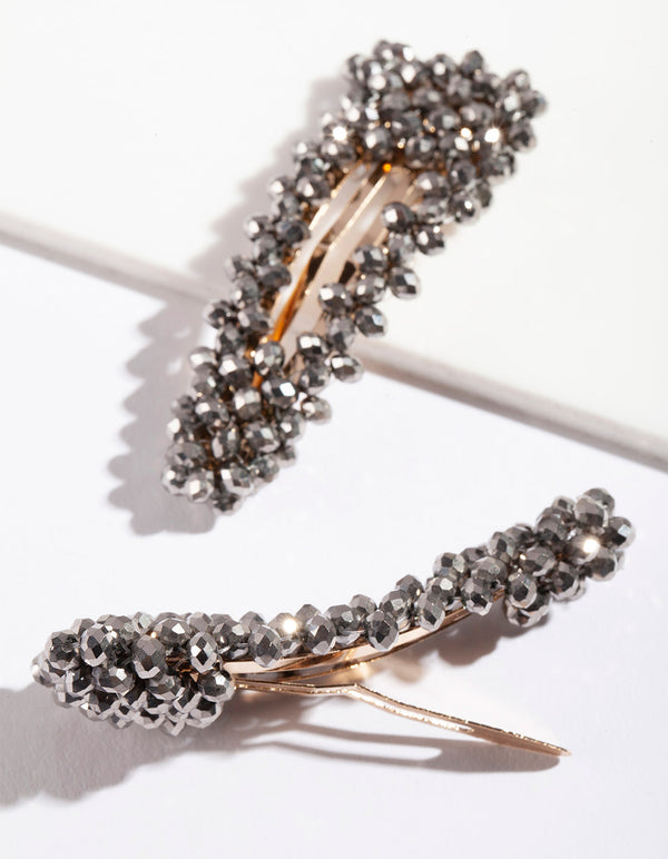 Gold Glass Bead Snap Clip