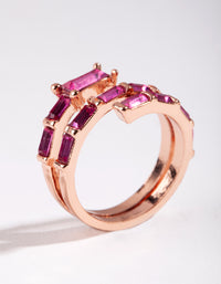 Rose Gold Pink Gem Baguette Wrap Band Ring - link has visual effect only