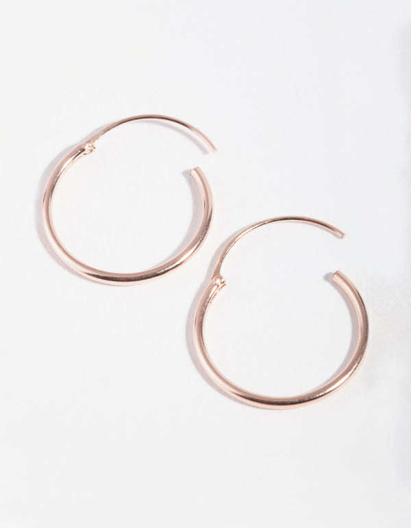 Rose Gold Plated Sterling Silver 16mm Plain Hoop Earrings