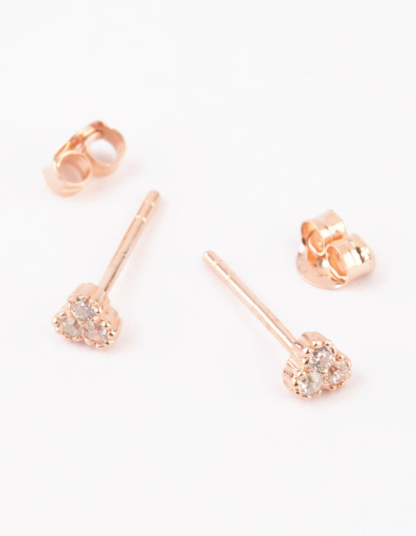 Rose Gold Plated Sterling Silver Cluster Stud Earrings