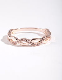 Rose Gold Cubic Zirconia Half Diamante Rope Ring - link has visual effect only