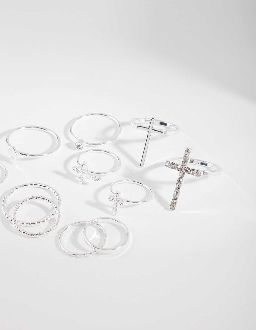 Silver Diamante Cross Ring