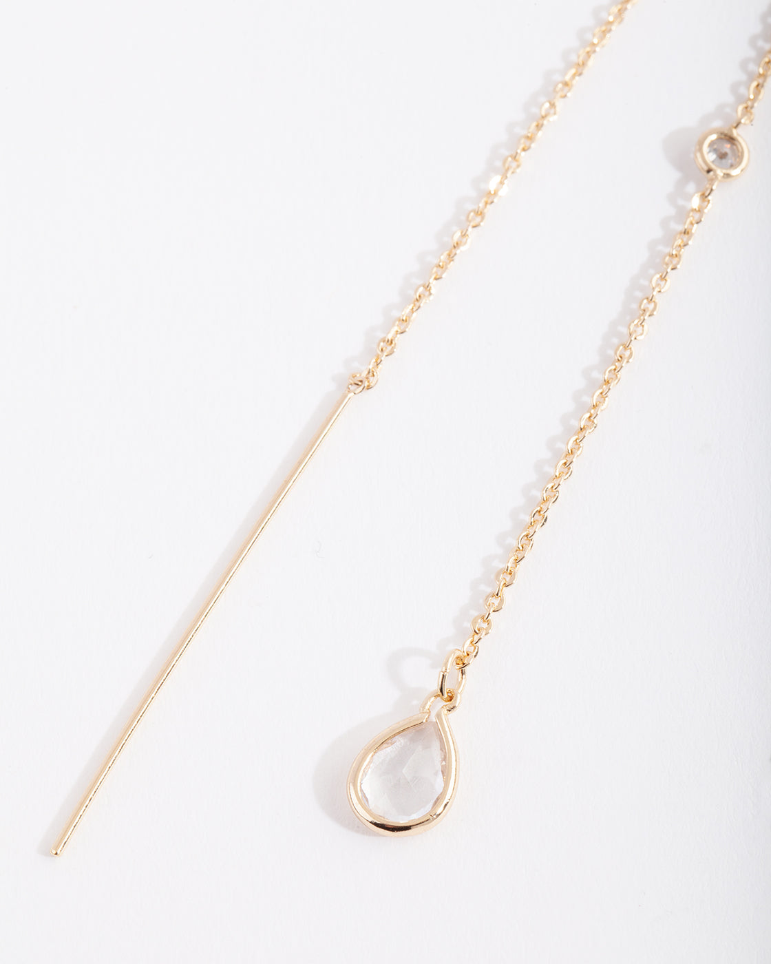 Gold Plated Clear Thread-Through Earrings