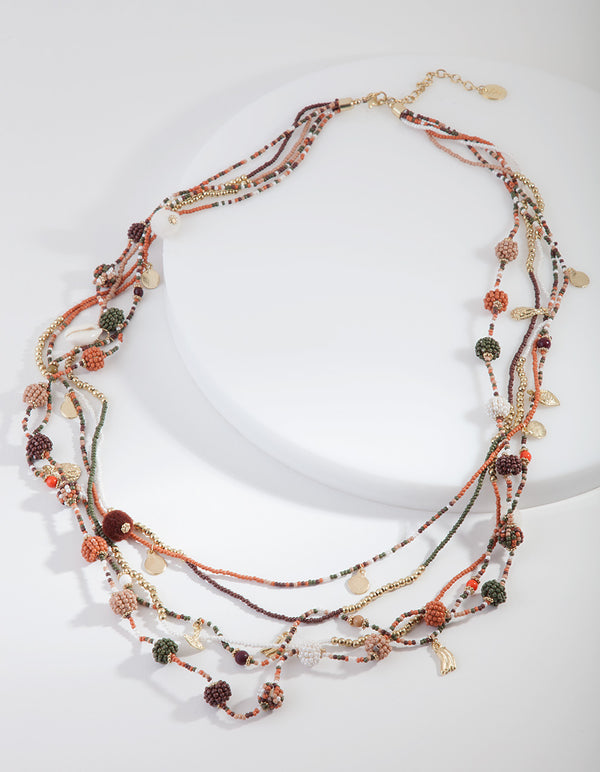 Gold Seed Bead 5 Layer Necklace