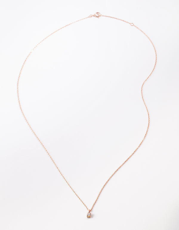 Rose Gold Plated Sterling Silver Cubic Zirconia Baby Carat Necklace