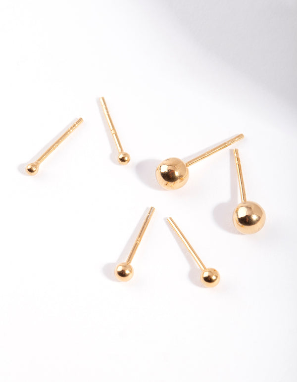 Gold Plated Sterling Silver Ball Earring Pack