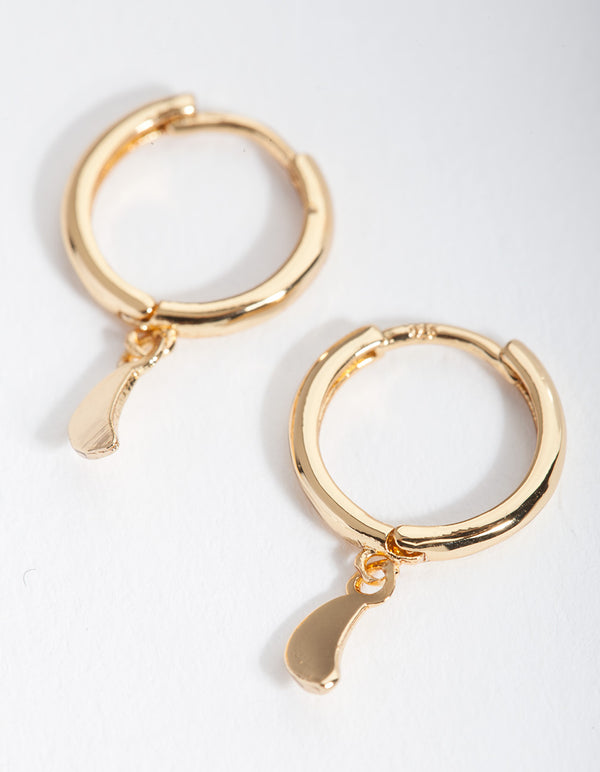 Gold Plated Sterling Silver Moon Charm Huggie Earrings