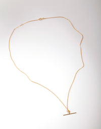 Gold Plated Sterling Silver Fine T Bar Necklace - link has visual effect only